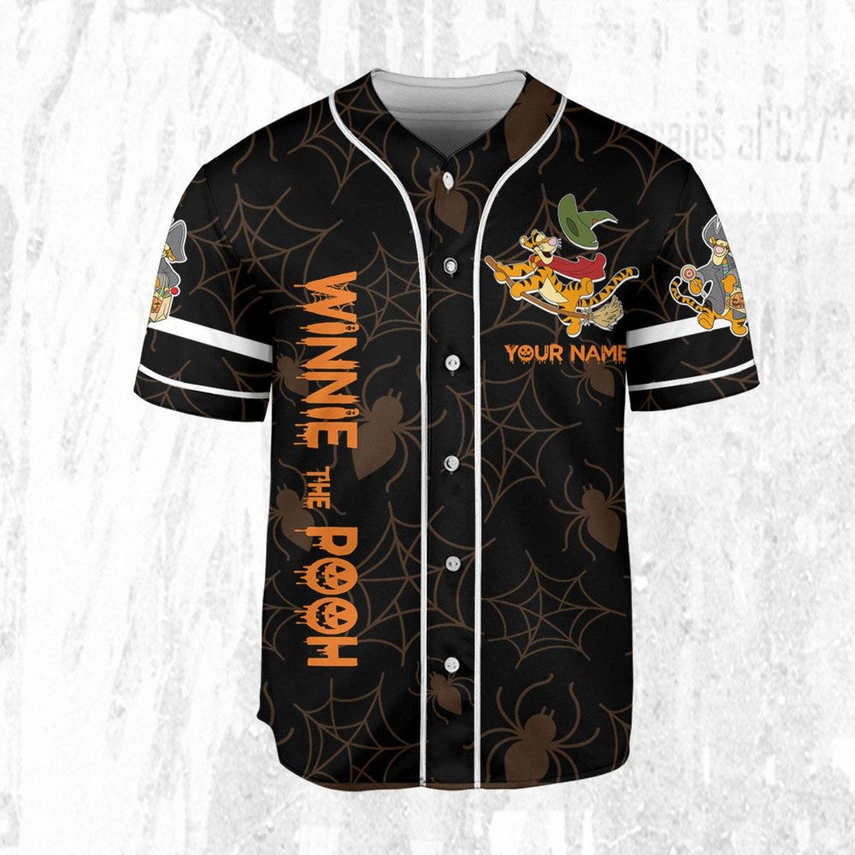 Custom Disney Halloween Tigger And Friends Baseball Jersey 3