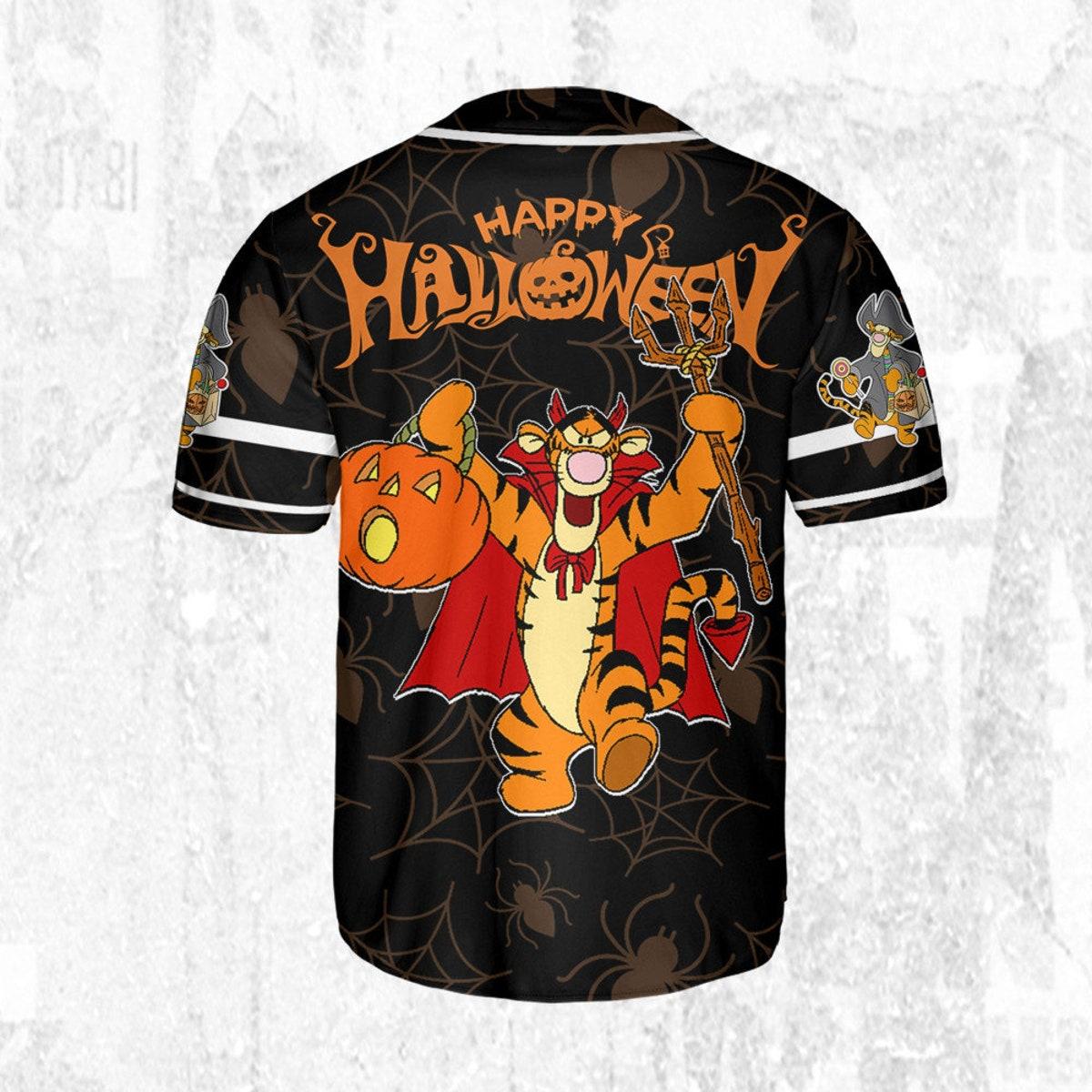 Custom Disney Halloween Tigger And Friends Baseball Jersey 4