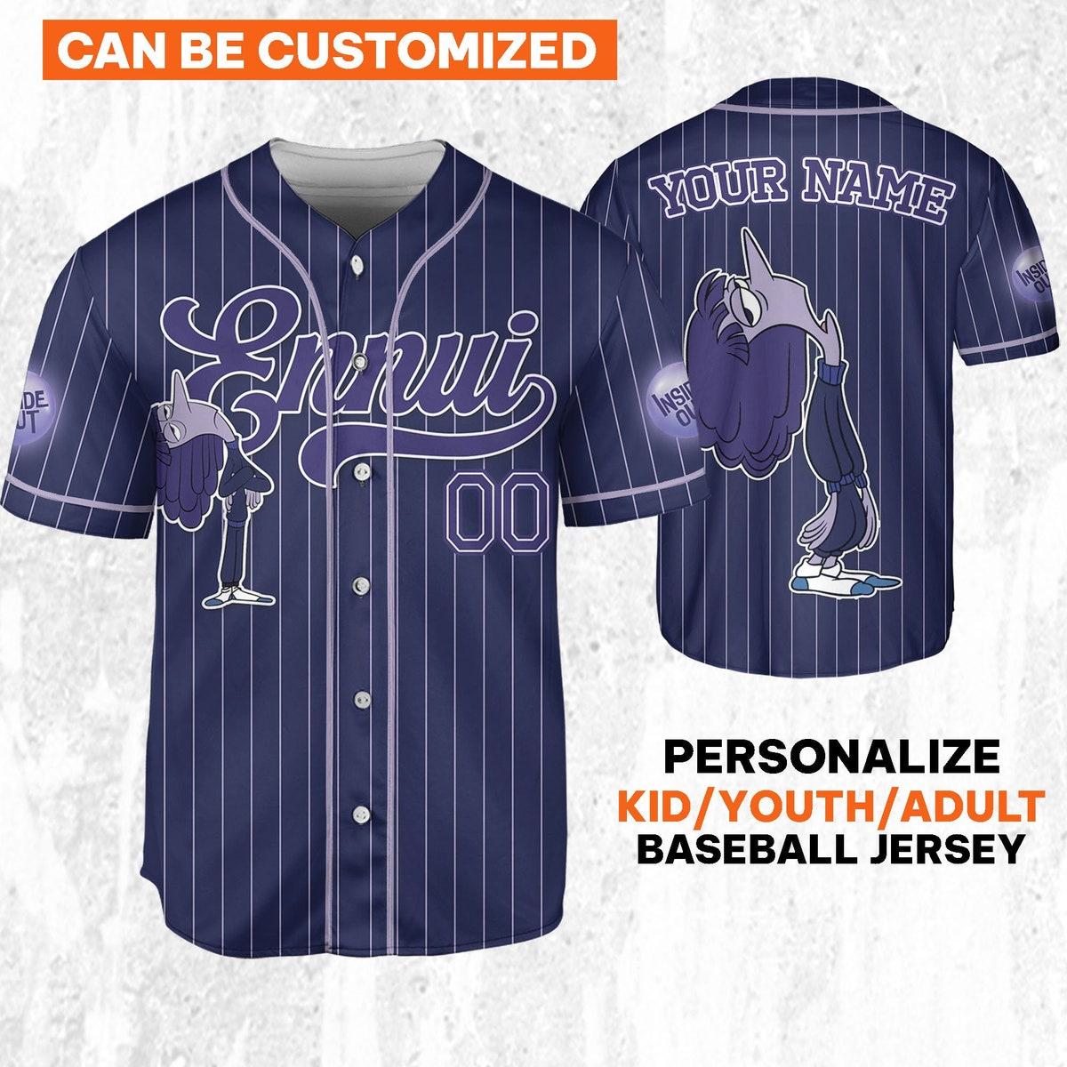 Custom Disney Inside Out Ennui Simple Navy Baseball Jersey 1