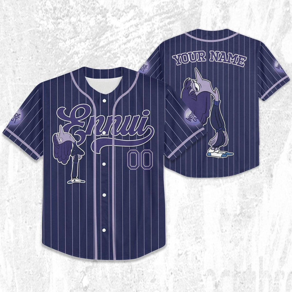 Custom Disney Inside Out Ennui Simple Navy Baseball Jersey 2