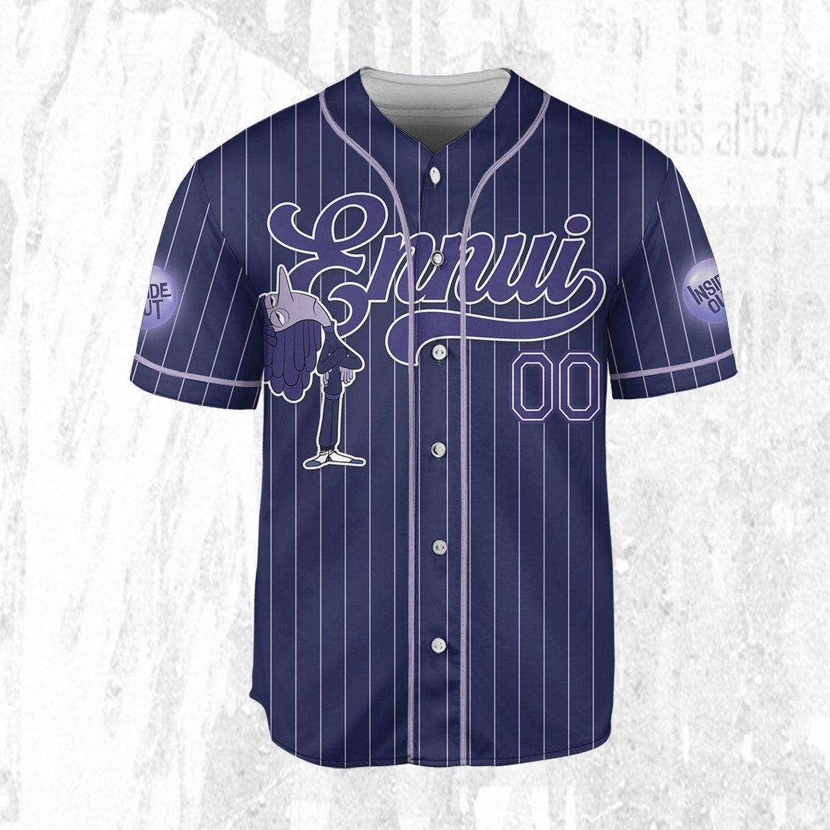 Custom Disney Inside Out Ennui Simple Navy Baseball Jersey 3