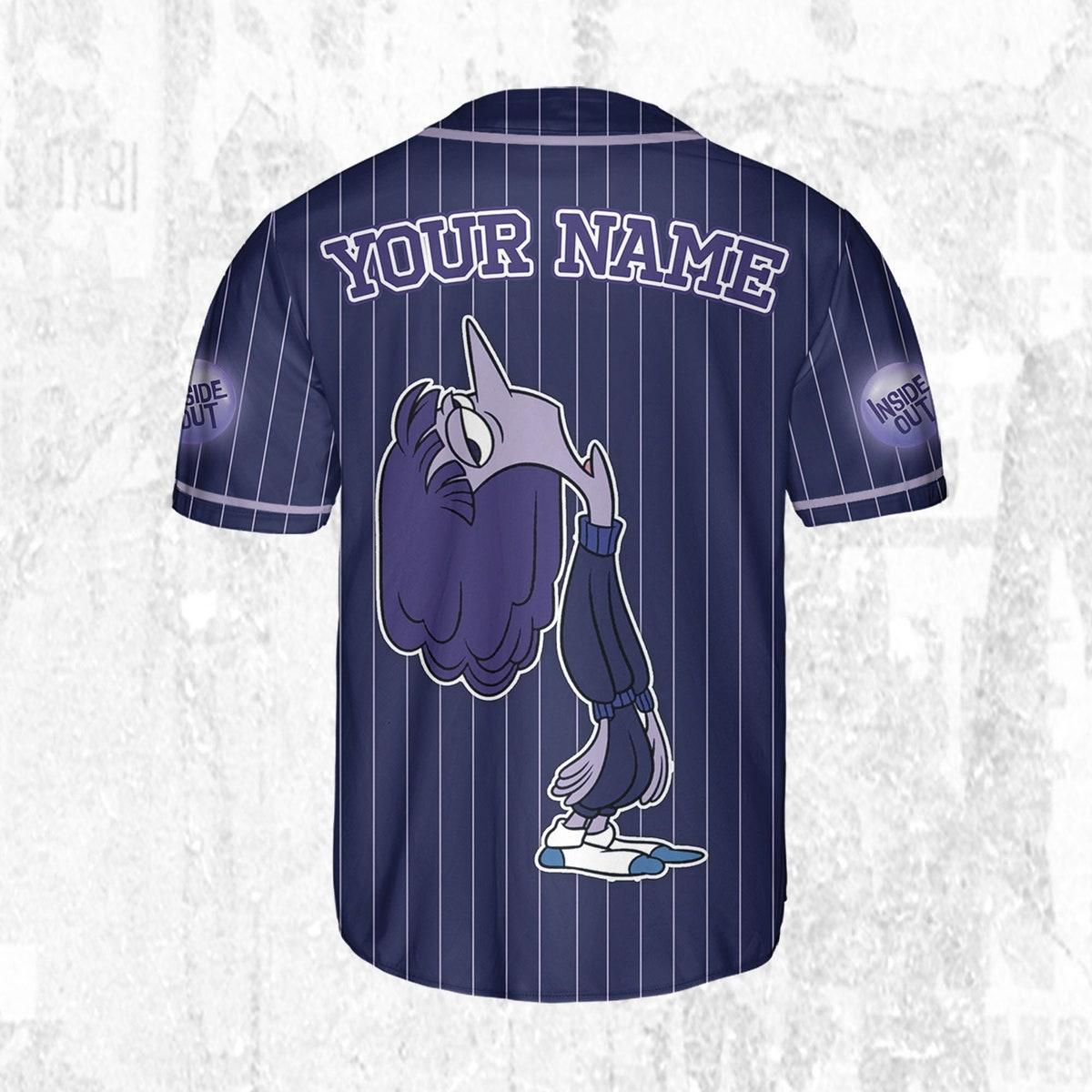 Custom Disney Inside Out Ennui Simple Navy Baseball Jersey 4