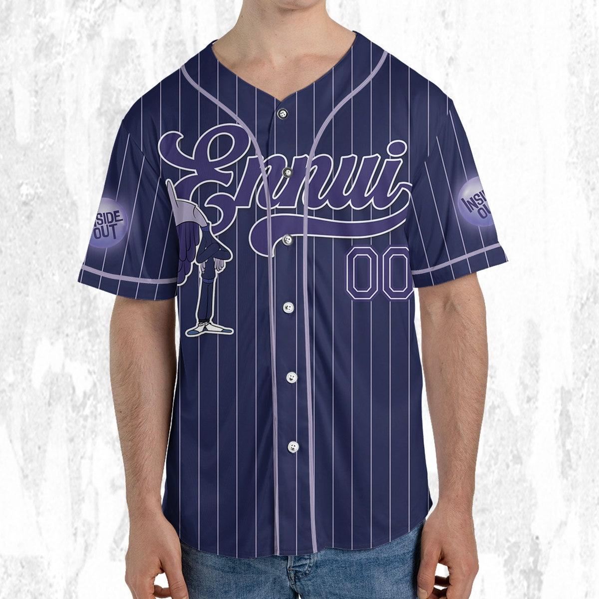 Custom Disney Inside Out Ennui Simple Navy Baseball Jersey 5