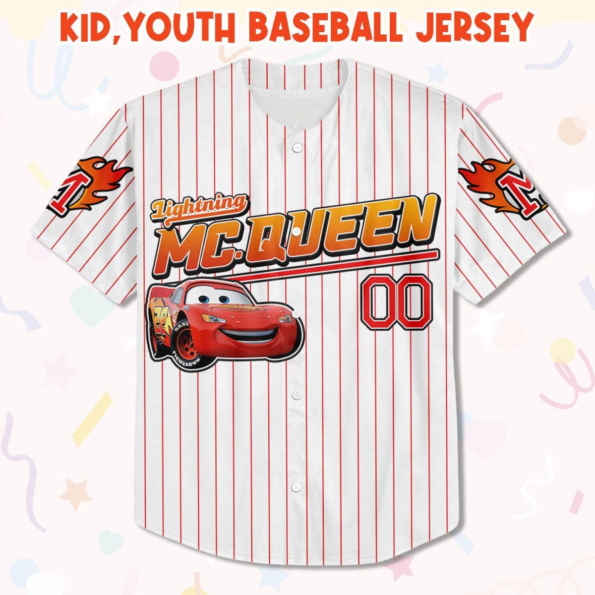 Custom Disney Mc Queen Red Lightning Mcqueen Baseball Jersey 2