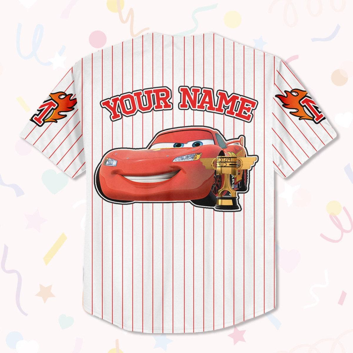 Custom Disney Mc Queen Red Lightning Mcqueen Baseball Jersey 3