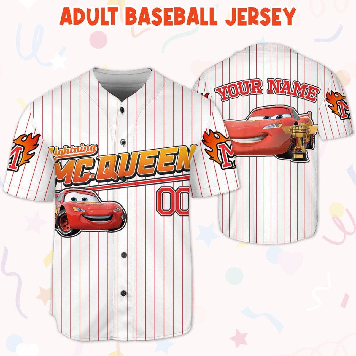 Custom Disney Mc Queen Red Lightning Mcqueen Baseball Jersey 5