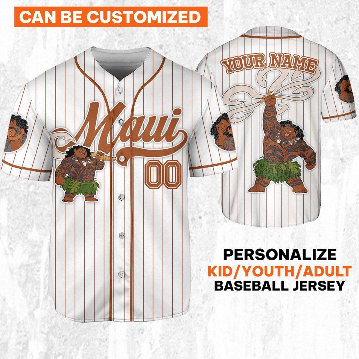 Custom Disney Moana Maui Demi God Simple Stripe Baseball Jersey 1