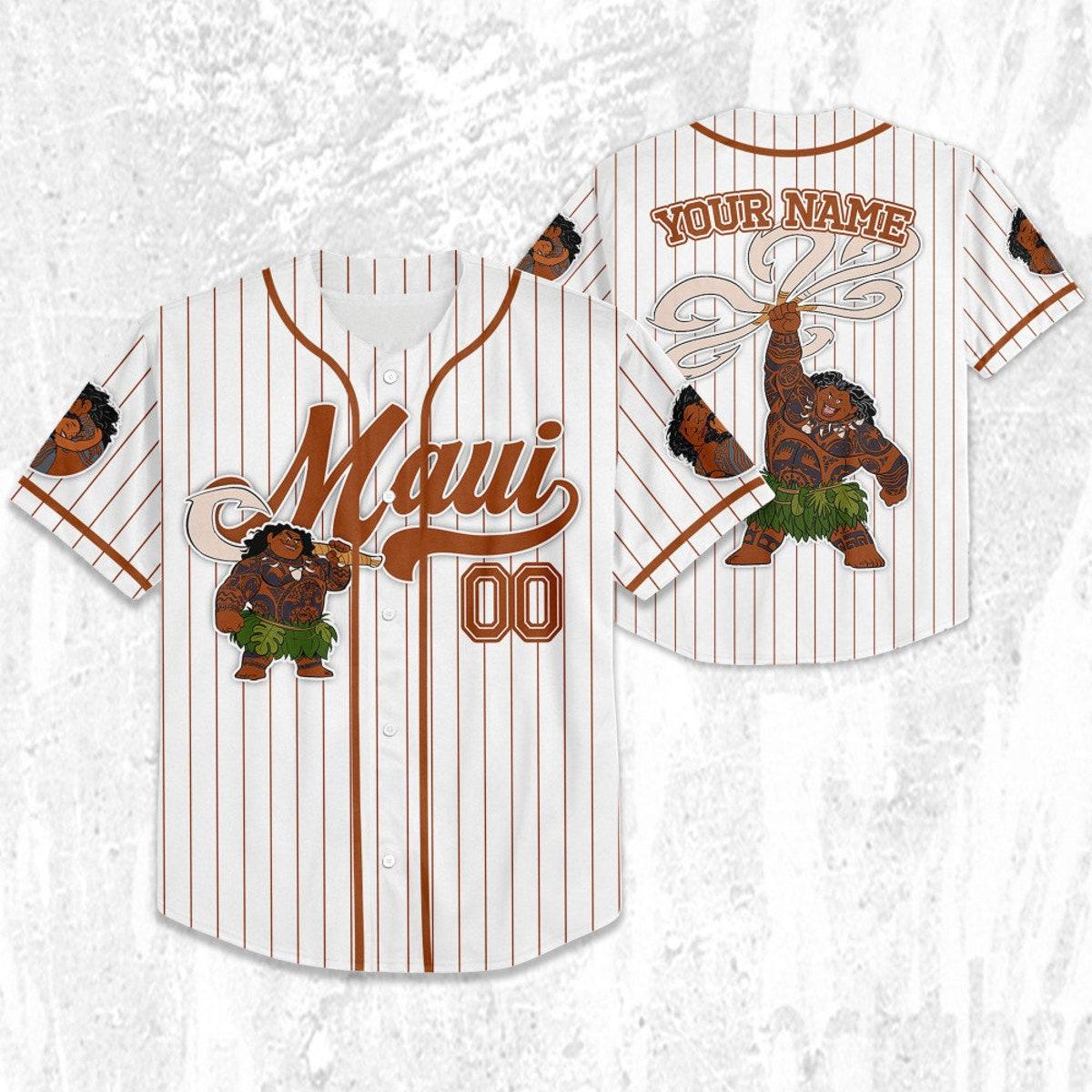 Custom Disney Moana Maui Demi God Simple Stripe Baseball Jersey 2