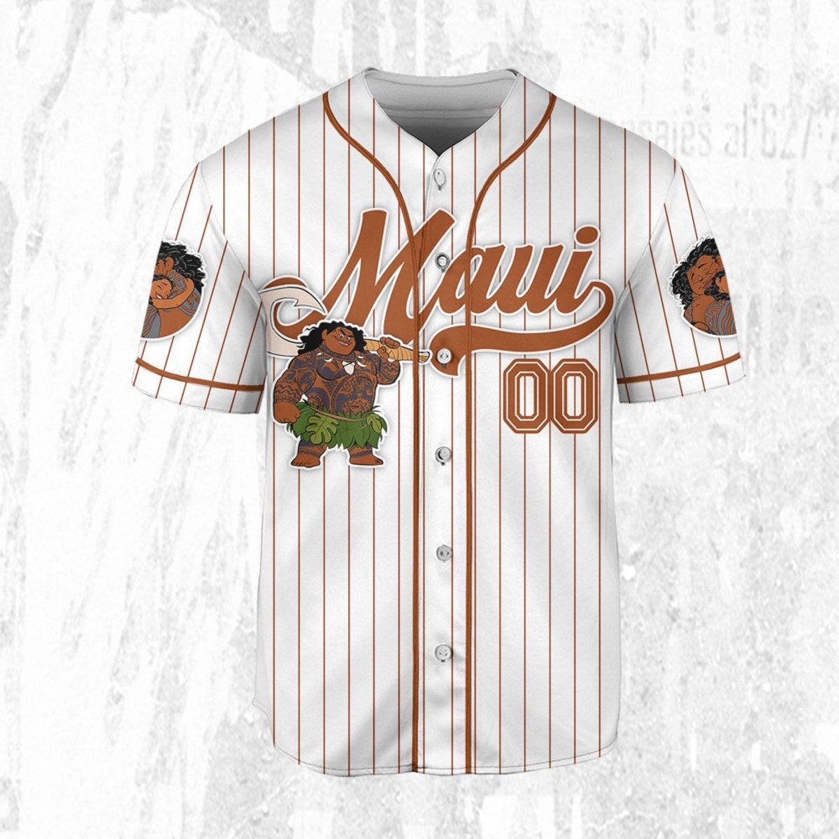 Custom Disney Moana Maui Demi God Simple Stripe Baseball Jersey 3