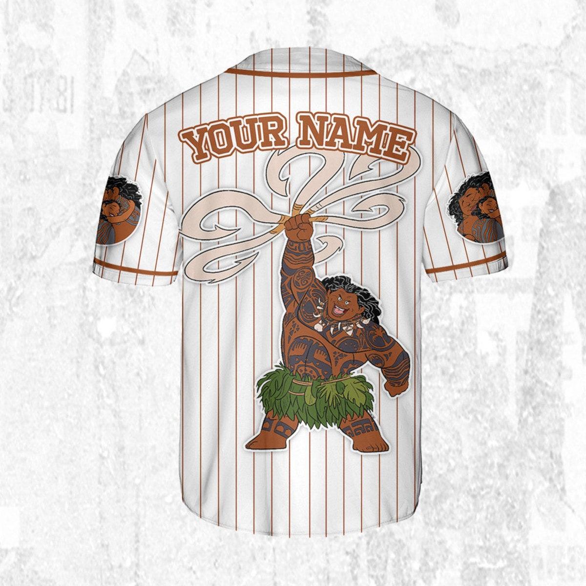 Custom Disney Moana Maui Demi God Simple Stripe Baseball Jersey 4