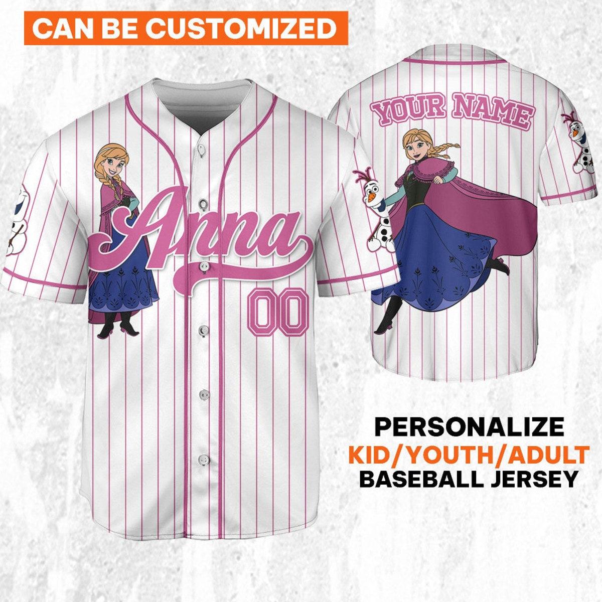 Custom Disney Princess Anna Frozen Simple Baseball Jersey 1