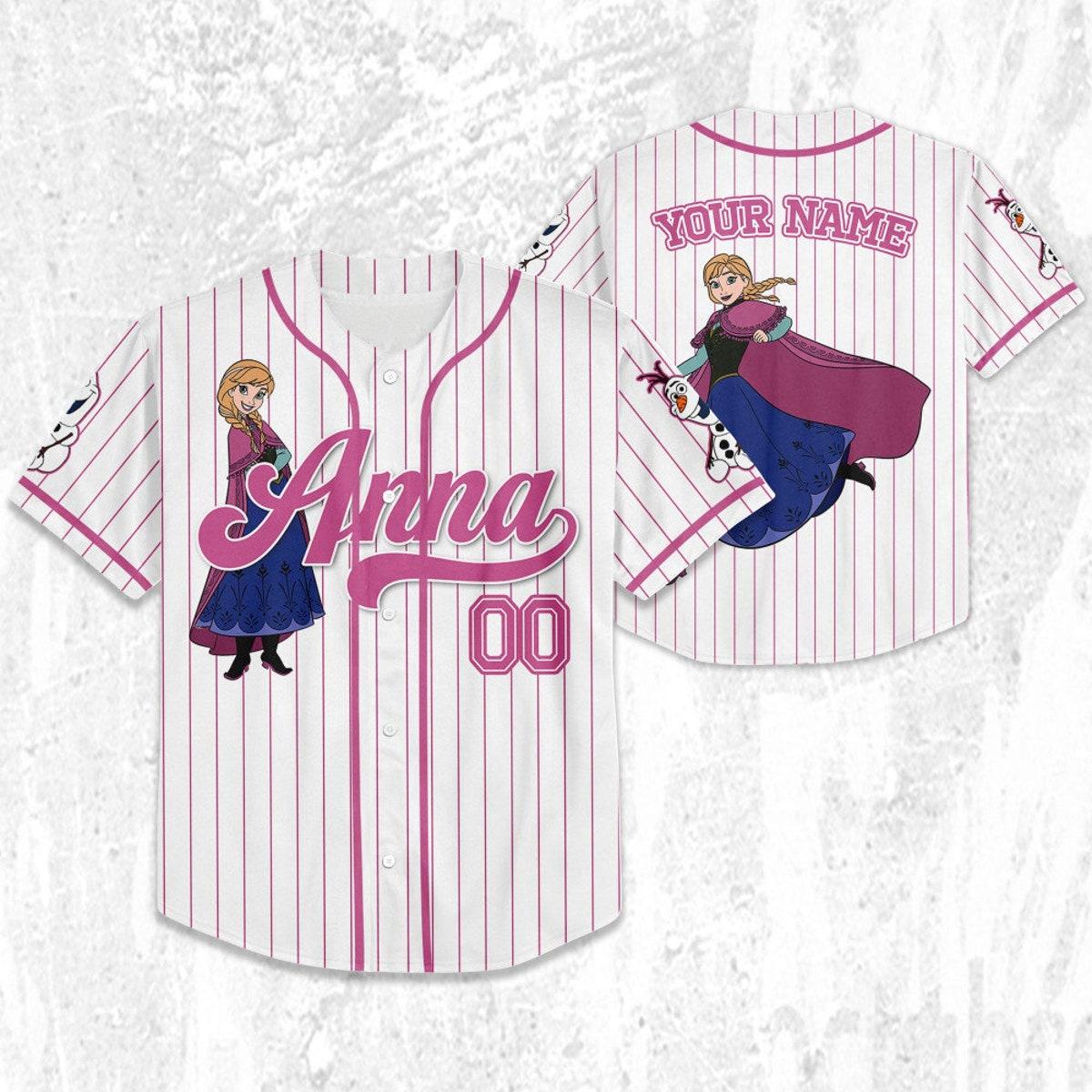 Custom Disney Princess Anna Frozen Simple Baseball Jersey 2