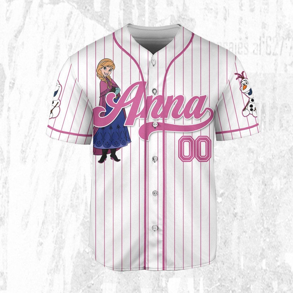 Custom Disney Princess Anna Frozen Simple Baseball Jersey 3