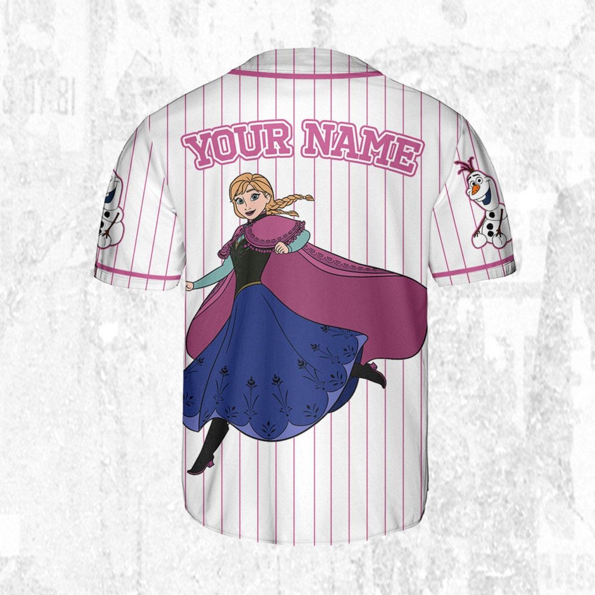 Custom Disney Princess Anna Frozen Simple Baseball Jersey 4