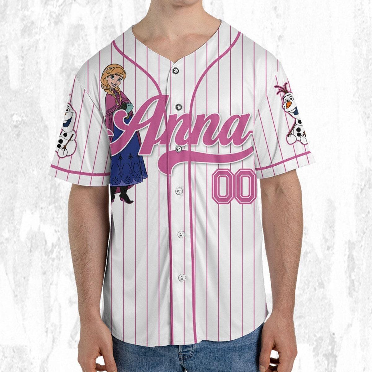 Custom Disney Princess Anna Frozen Simple Baseball Jersey 5