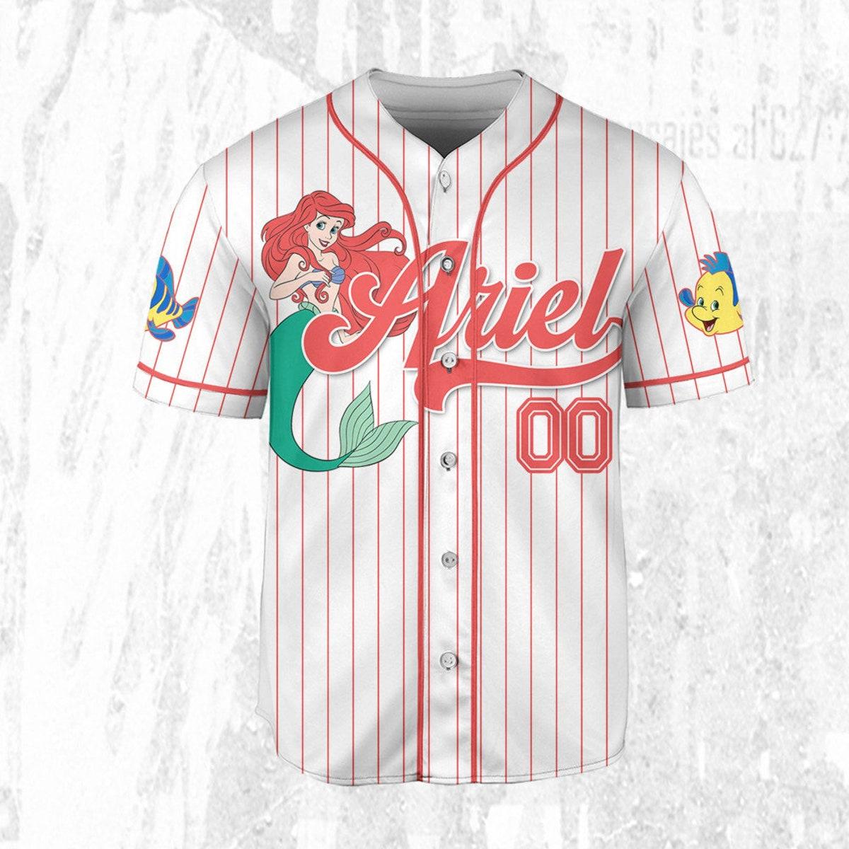 Custom Disney Princess Ariel The Little Mermaid Baseball Jersey 3