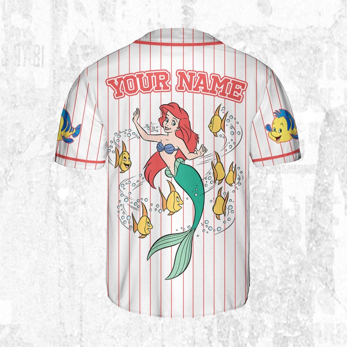 Custom Disney Princess Ariel The Little Mermaid Baseball Jersey 4