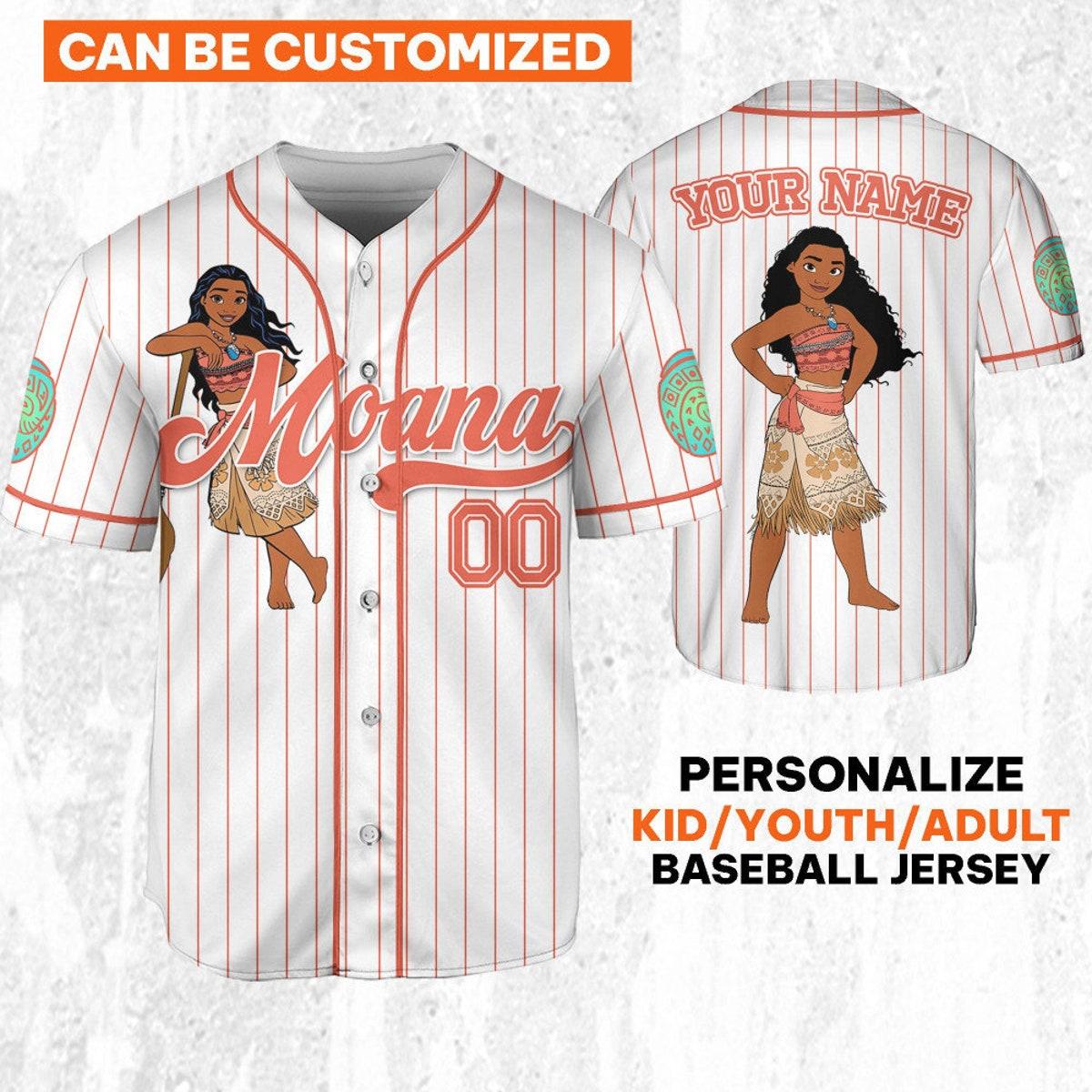 Custom Disney Princess Moana Jersey Disney Baseball Jersey 1