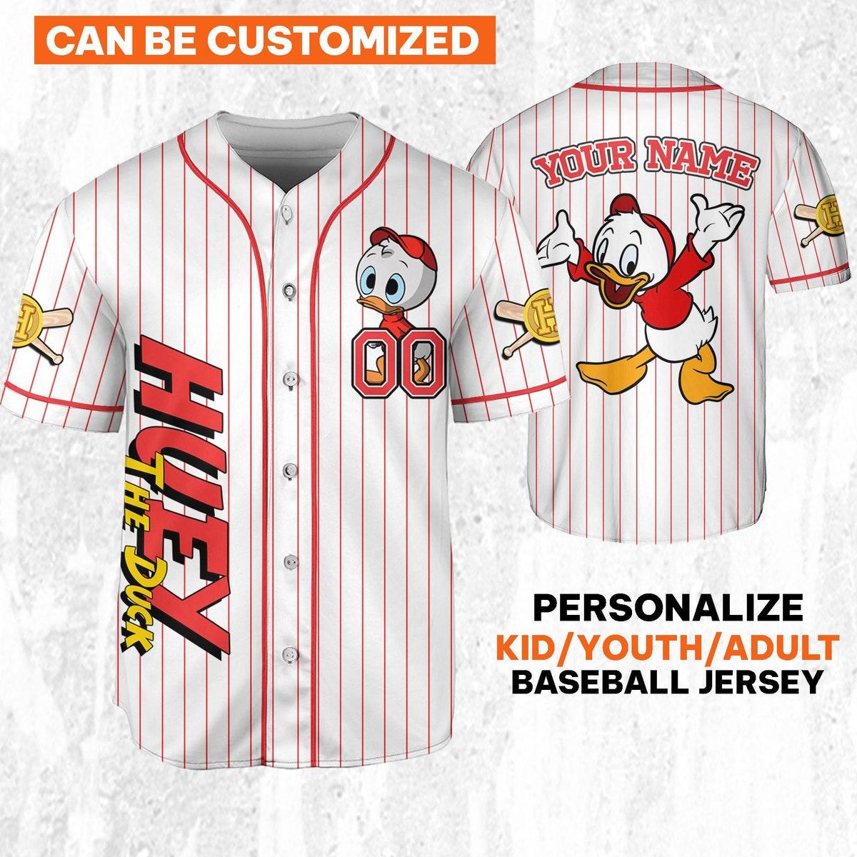 Custom Ducktales Huey Classic Binding Jersey Disney Baseball Jersey 1