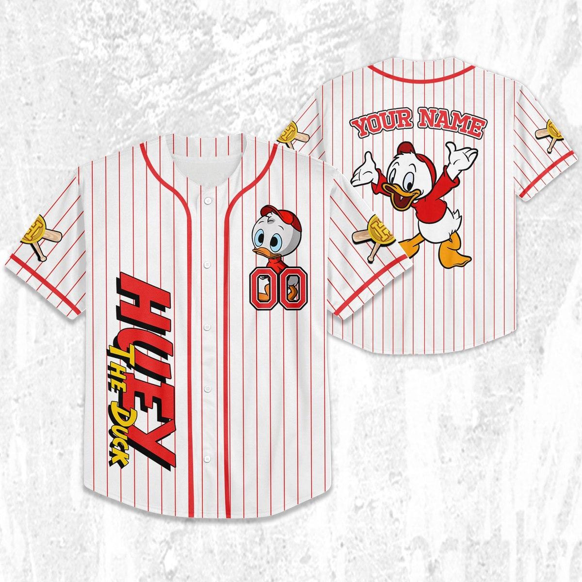 Custom Ducktales Huey Classic Binding Jersey Disney Baseball Jersey 2