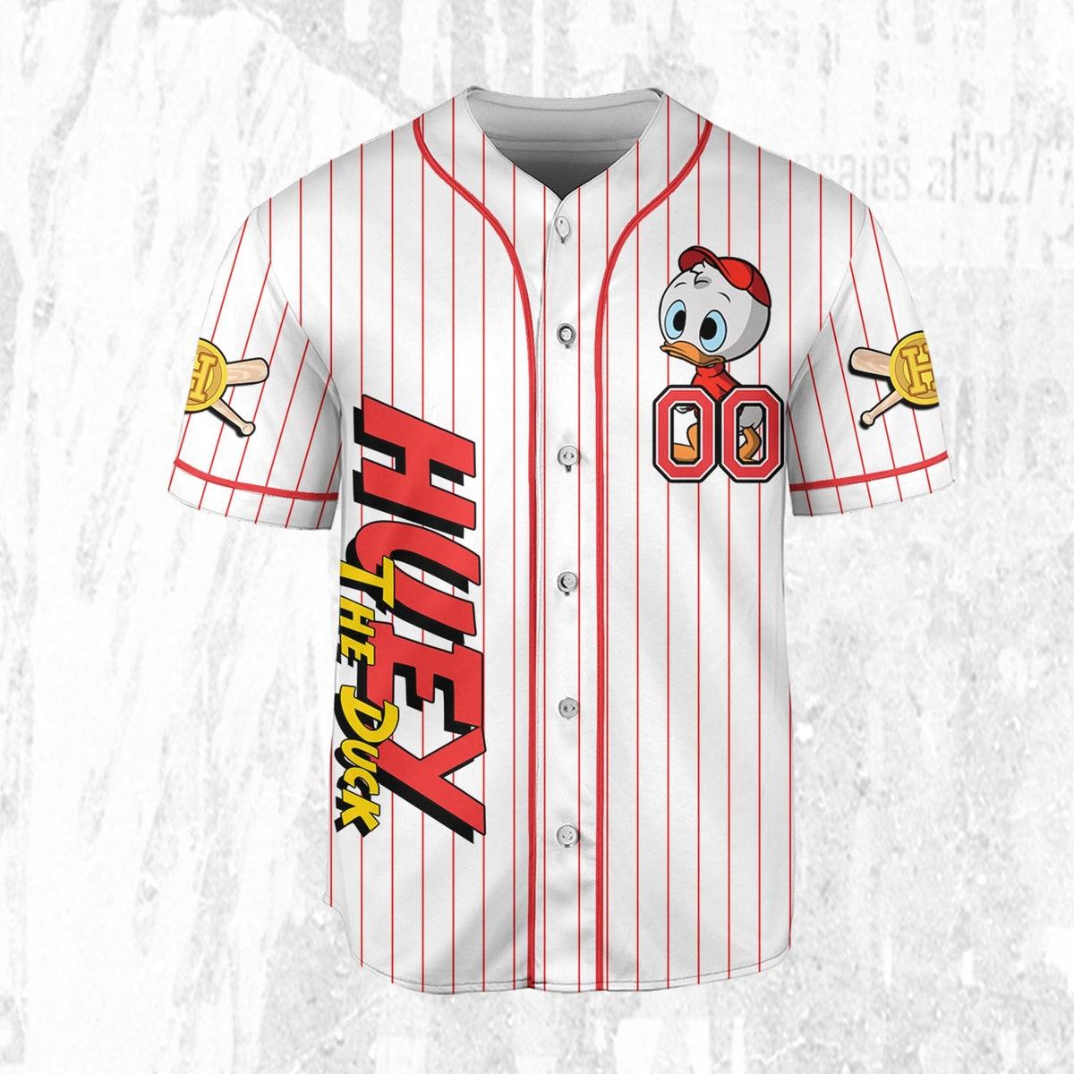 Custom Ducktales Huey Classic Binding Jersey Disney Baseball Jersey 3