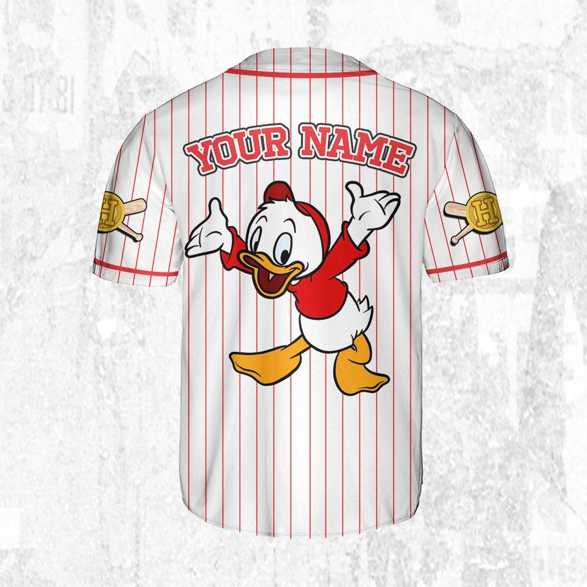 Custom Ducktales Huey Classic Binding Jersey Disney Baseball Jersey 4