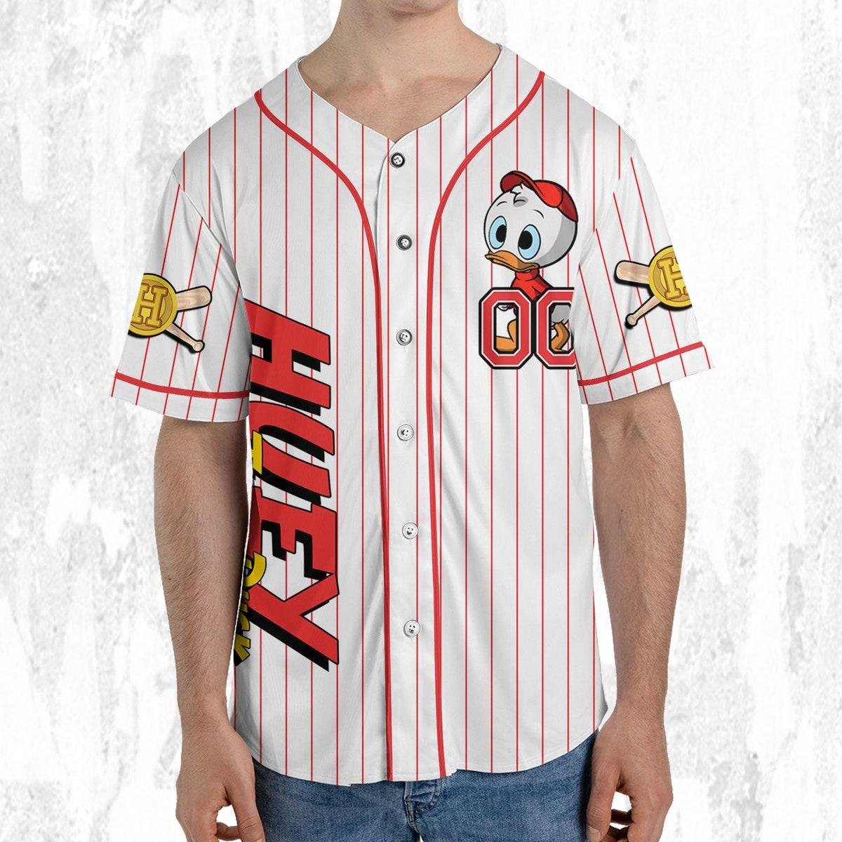 Custom Ducktales Huey Classic Binding Jersey Disney Baseball Jersey 5