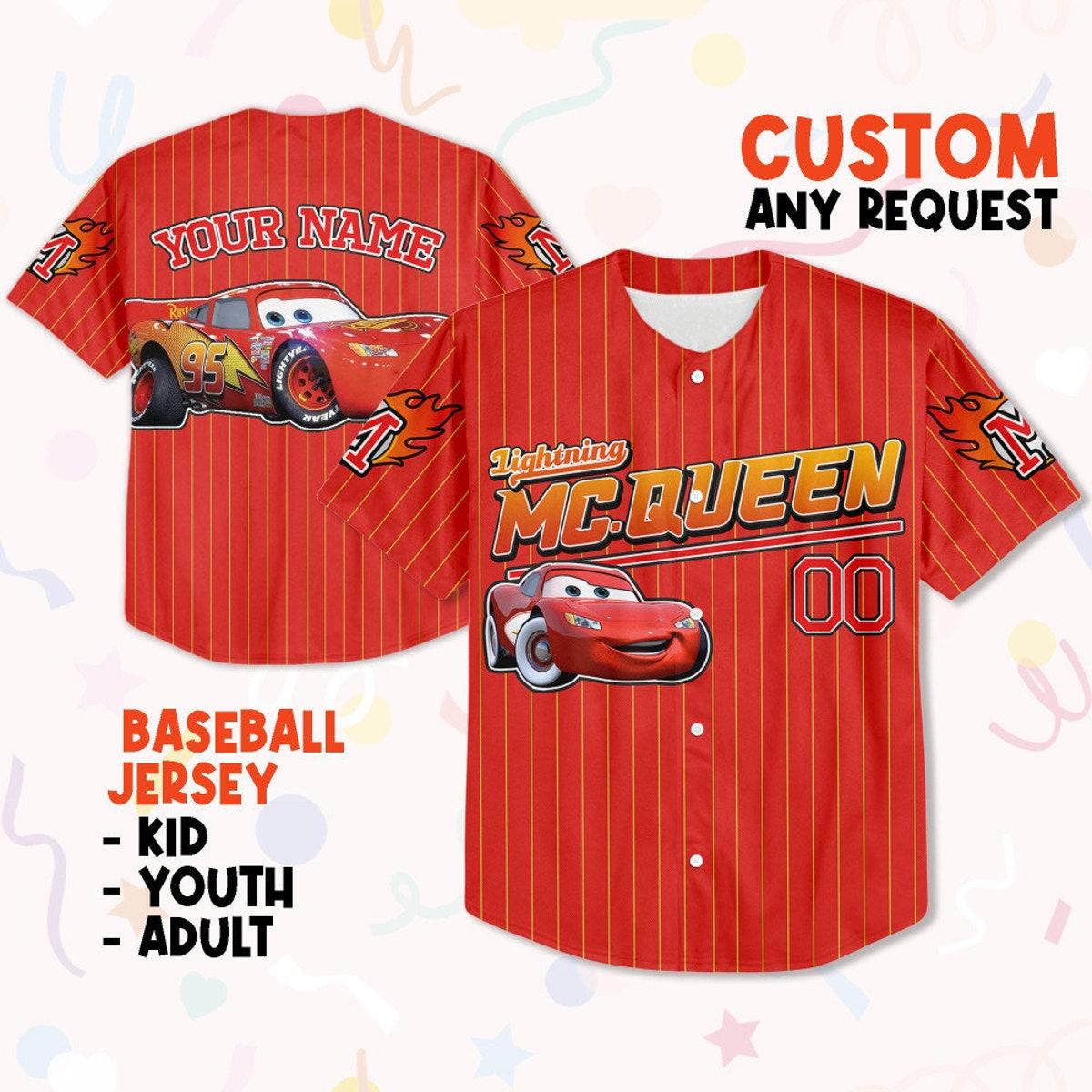 Custom Mc Queen Red Baseball Jersey 1