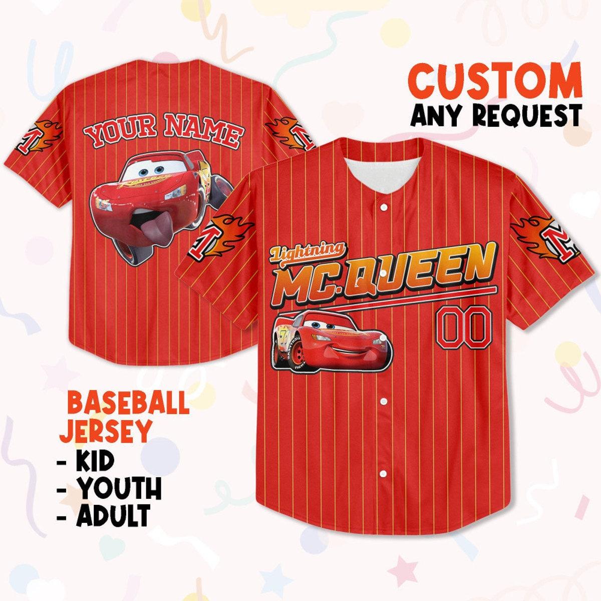 Custom Mc Queen Red Yellow Baseball Jersey 1