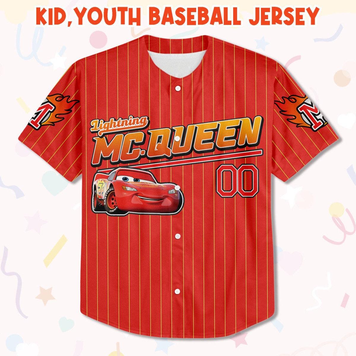 Custom Mc Queen Red Yellow Baseball Jersey 2