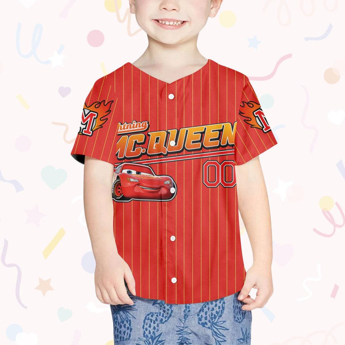 Custom Mc Queen Red Yellow Baseball Jersey 4