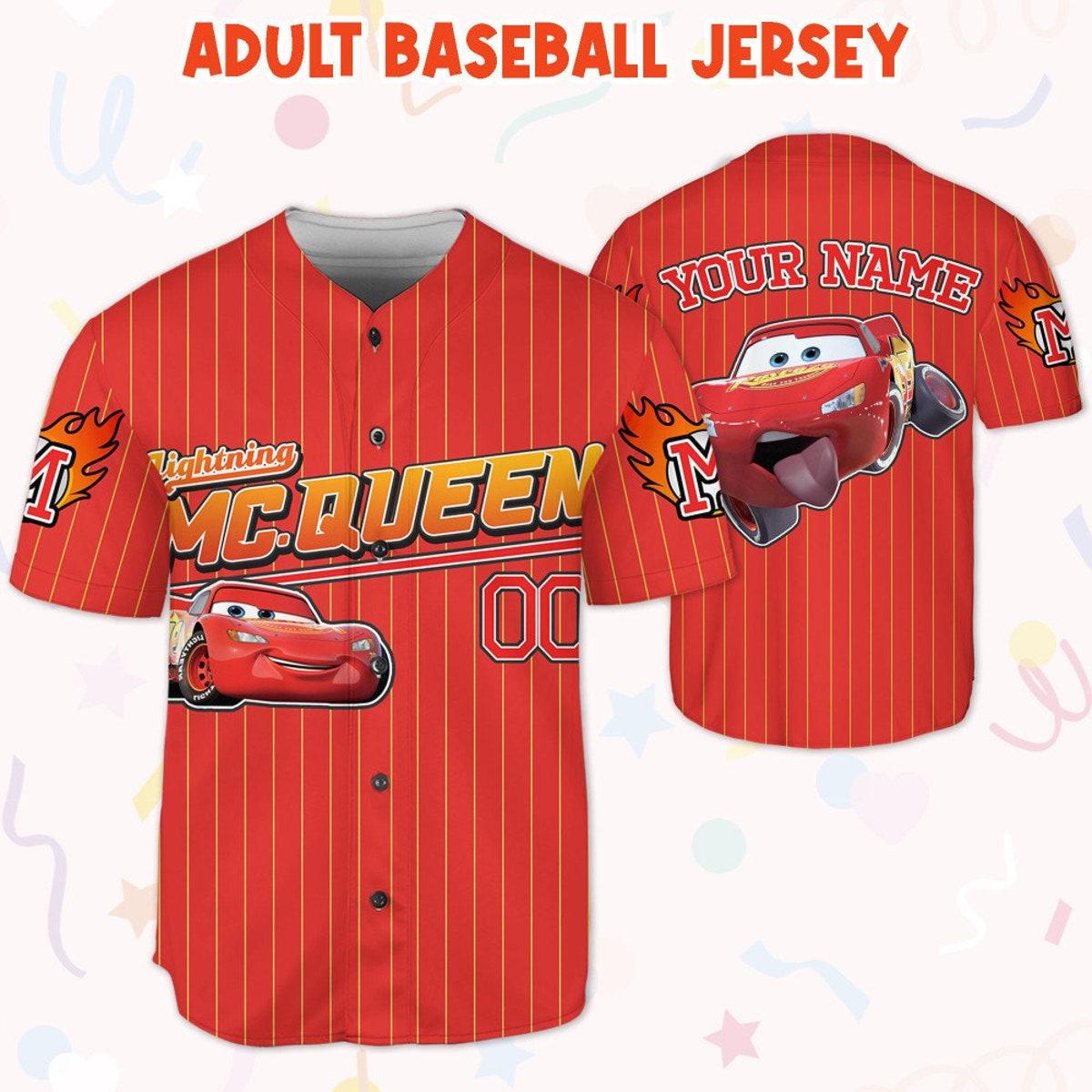 Custom Mc Queen Red Yellow Baseball Jersey 5