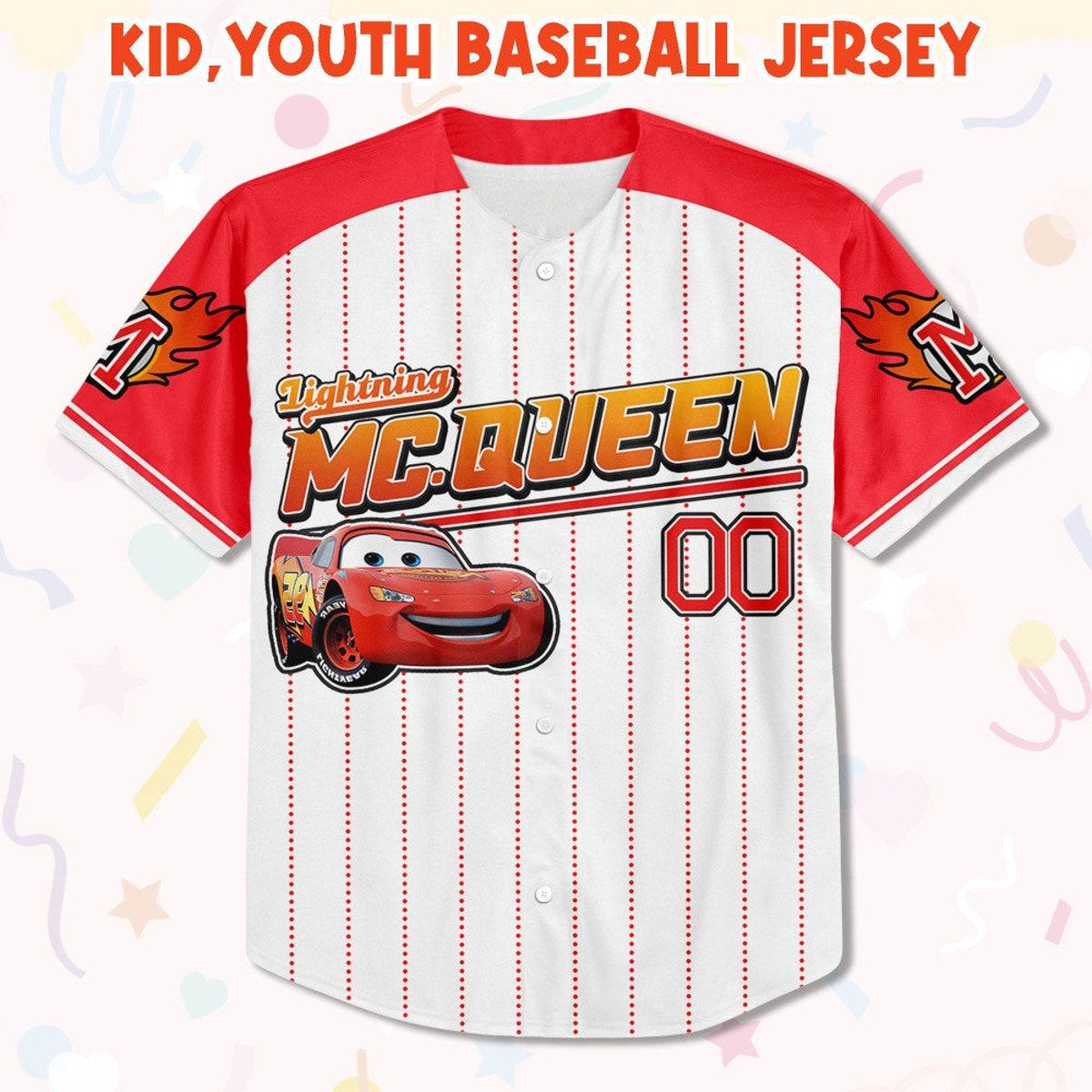 Custom Mcqueen Red Smile Custom Lightning Mcqueen Baseball Jersey 2