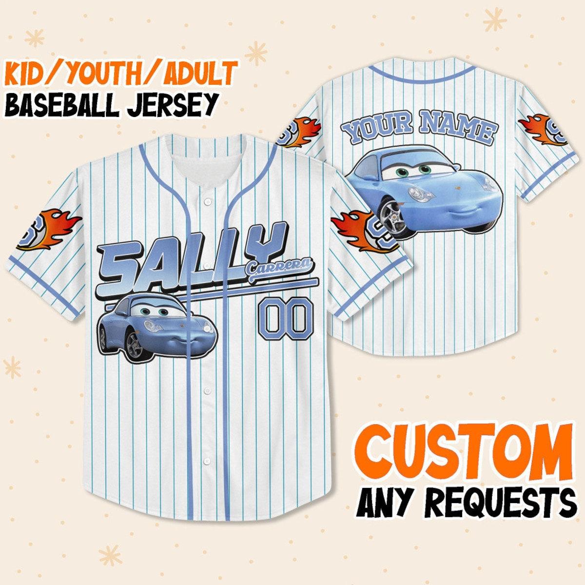 Custom Sally Blue Cars Personalized Disney Baseball Jersey 1