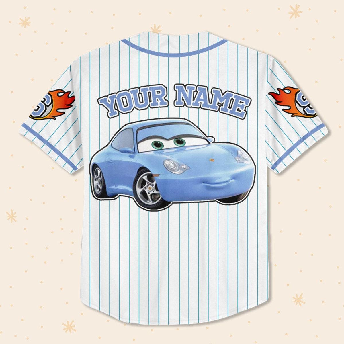 Custom Sally Blue Cars Personalized Disney Baseball Jersey 3