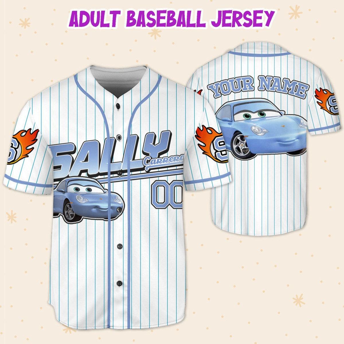 Custom Sally Blue Cars Personalized Disney Baseball Jersey 5