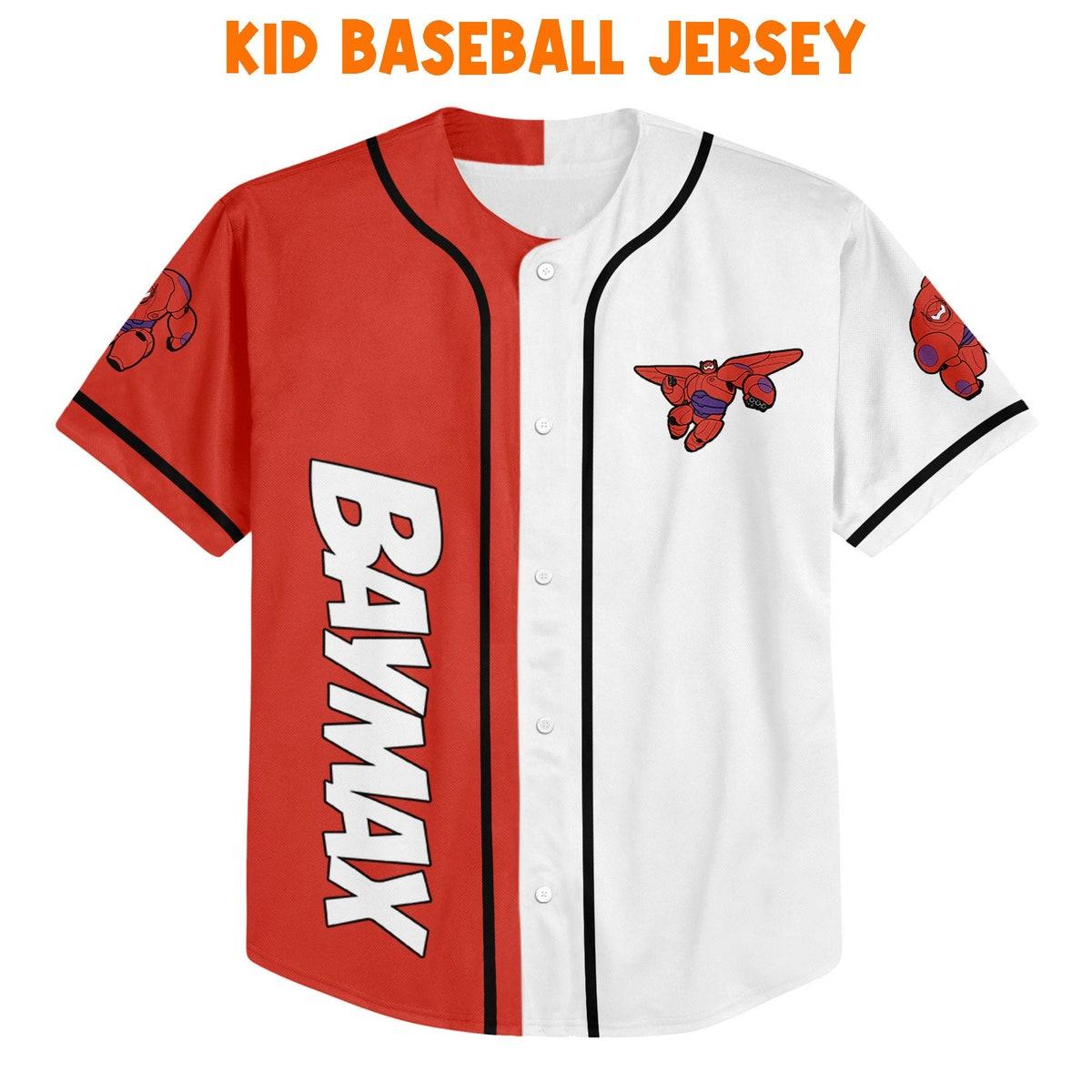 Personalize Baymax Red Custom Unisex Big White Robot Baseball Jersey 2