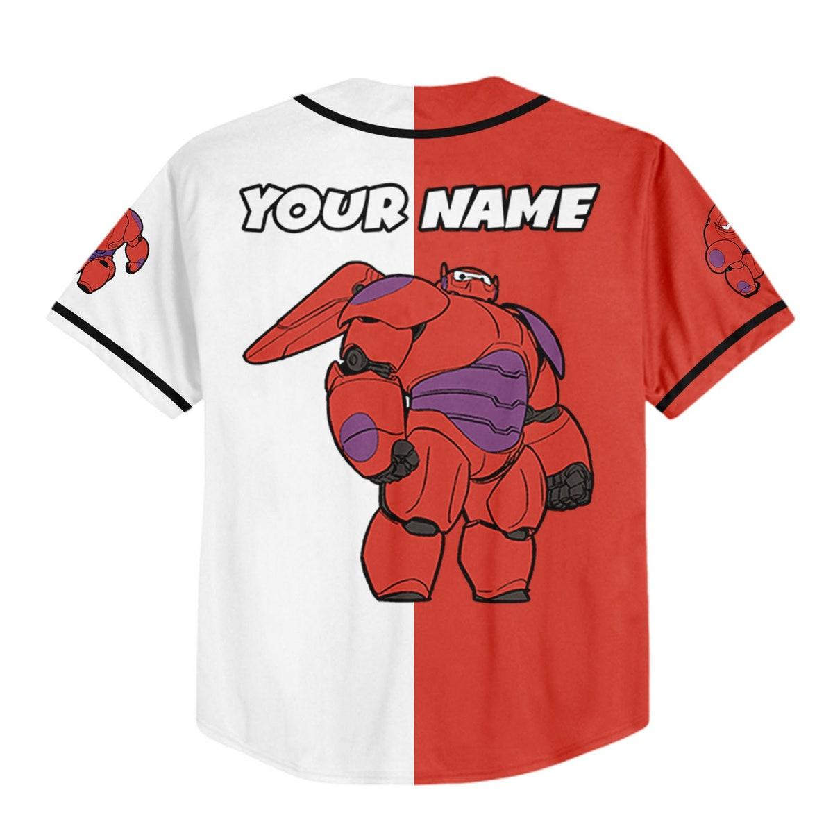 Personalize Baymax Red Custom Unisex Big White Robot Baseball Jersey 3