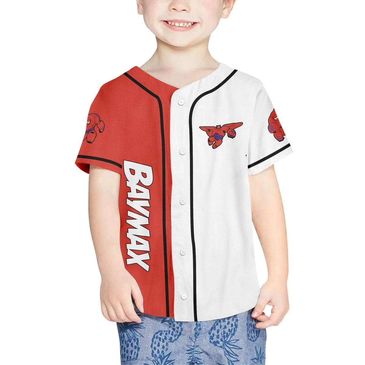 Personalize Baymax Red Custom Unisex Big White Robot Baseball Jersey 4