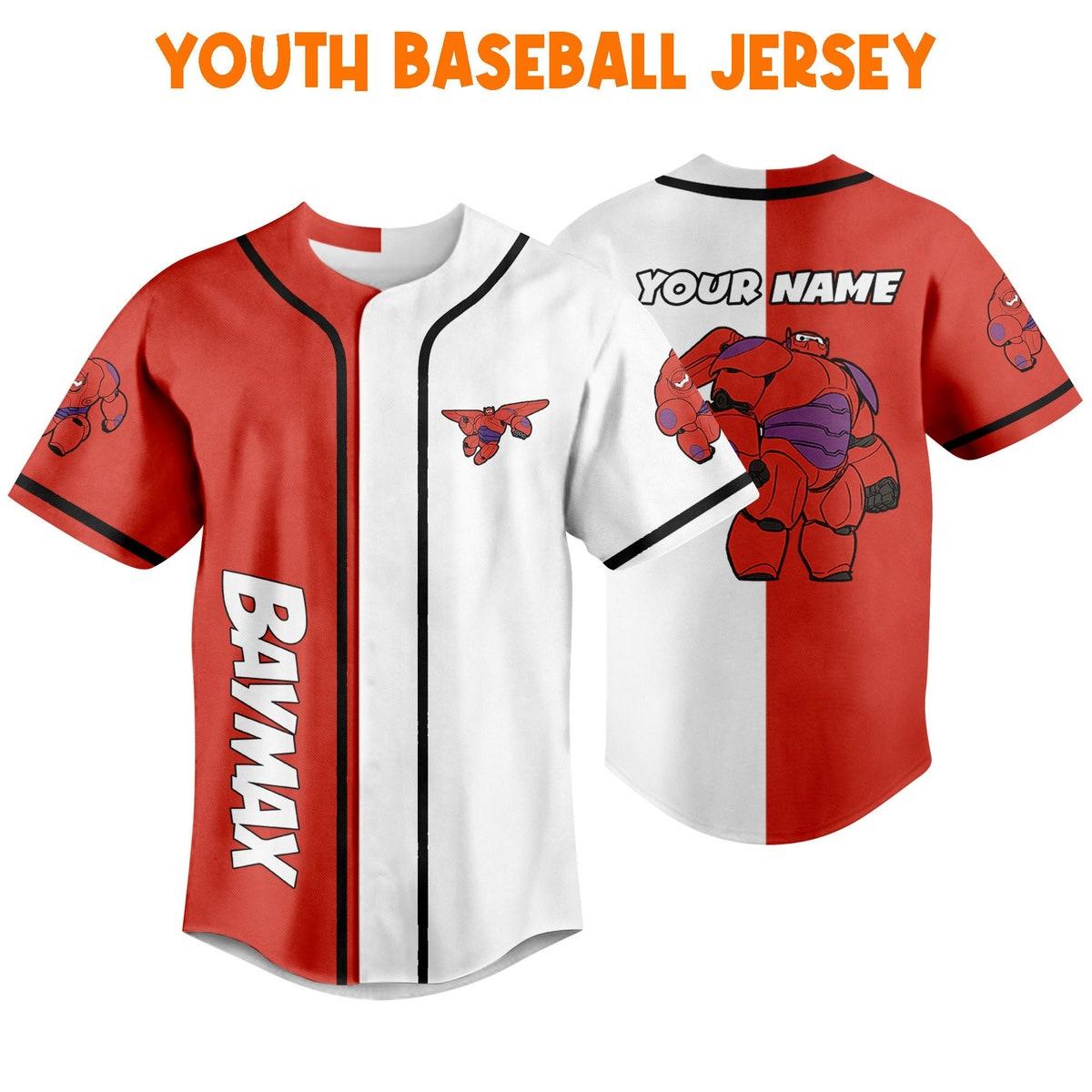 Personalize Baymax Red Custom Unisex Big White Robot Baseball Jersey 5