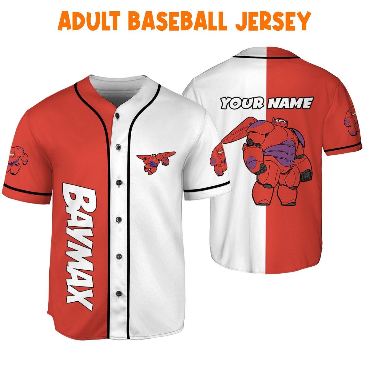 Personalize Baymax Red Custom Unisex Big White Robot Baseball Jersey 6