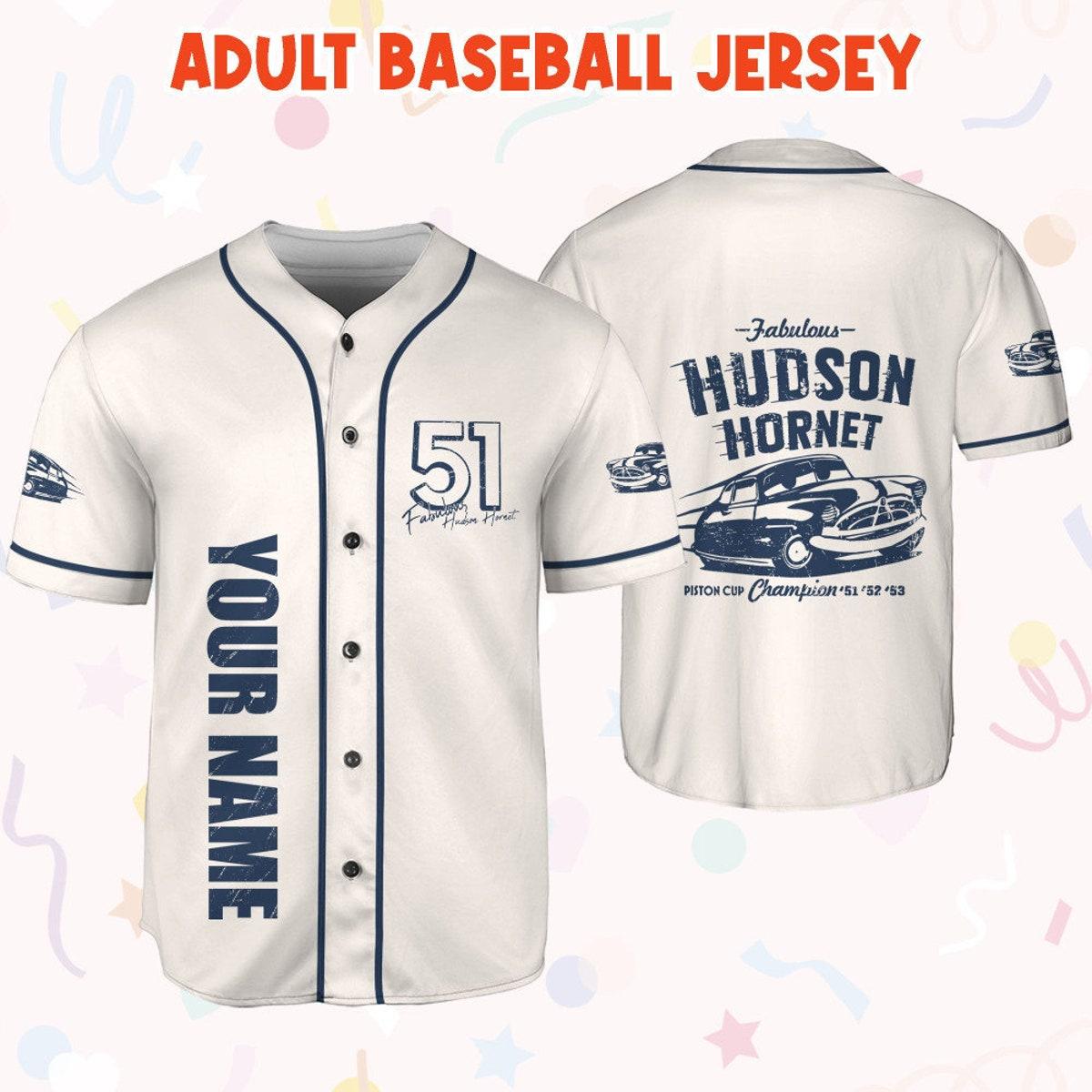 Personalize Cars Hudson Hornet Piston Cup Champion Custom Text Baseball Jersey 6