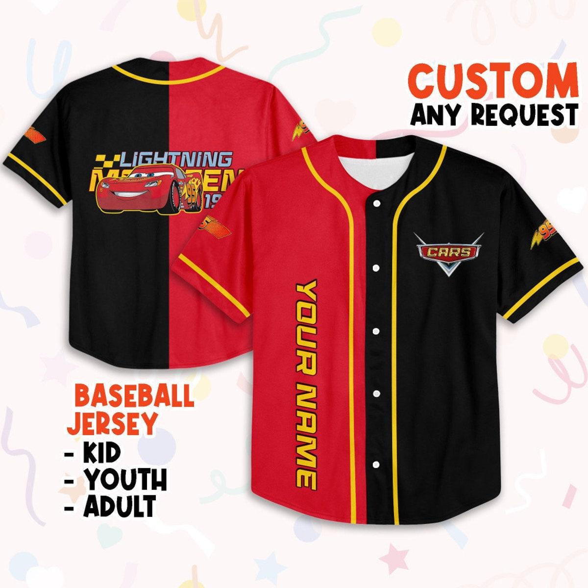 Personalize Cars Lightning Mcqueen 1977 Disney Birthday Baseball Jersey 1