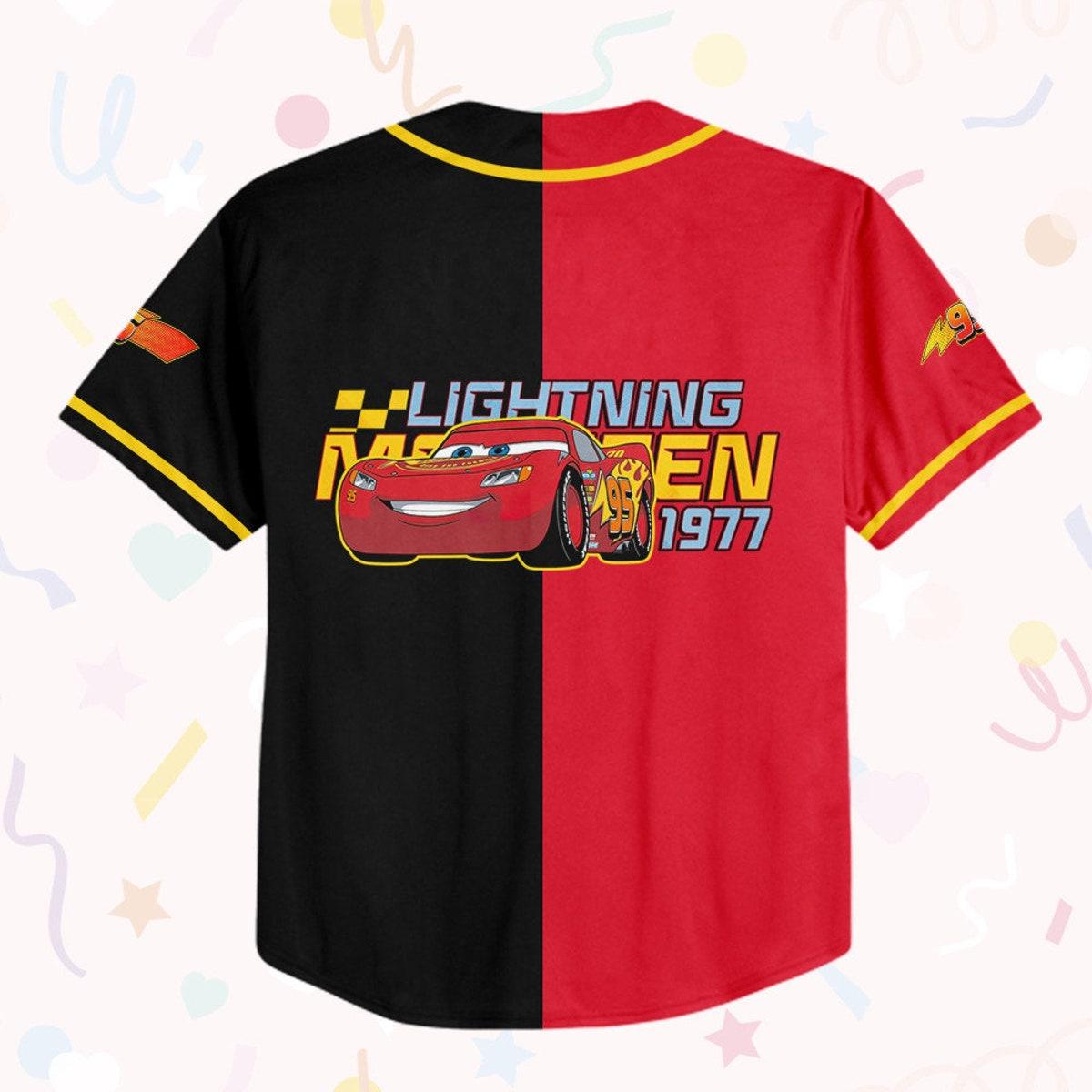 Personalize Cars Lightning Mcqueen 1977 Disney Birthday Baseball Jersey 3