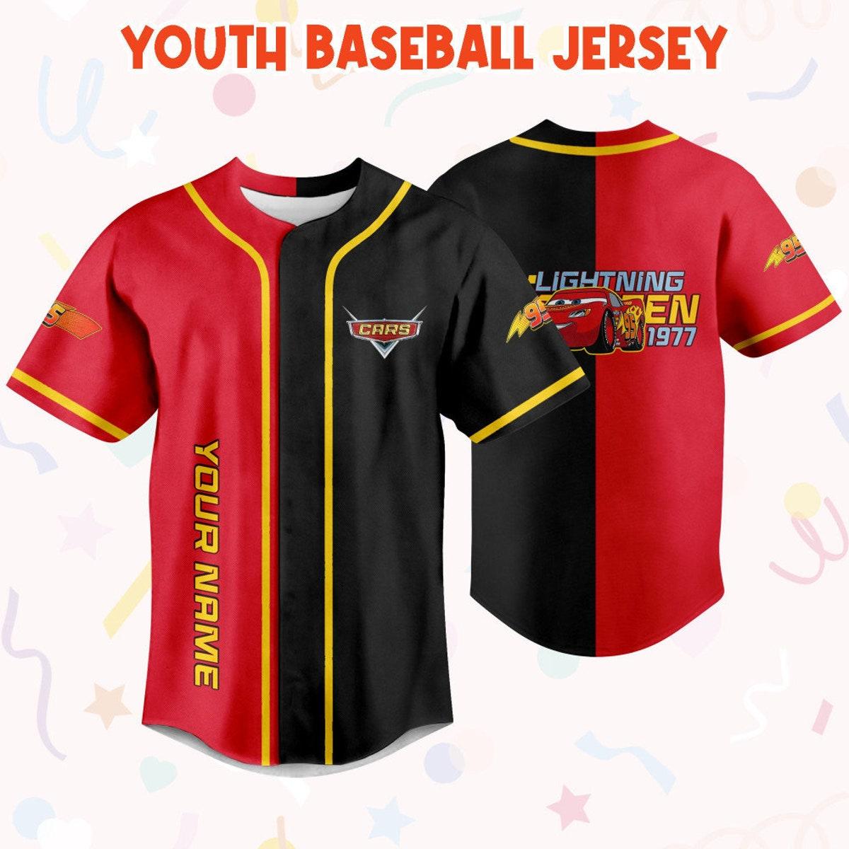 Personalize Cars Lightning Mcqueen 1977 Disney Birthday Baseball Jersey 5