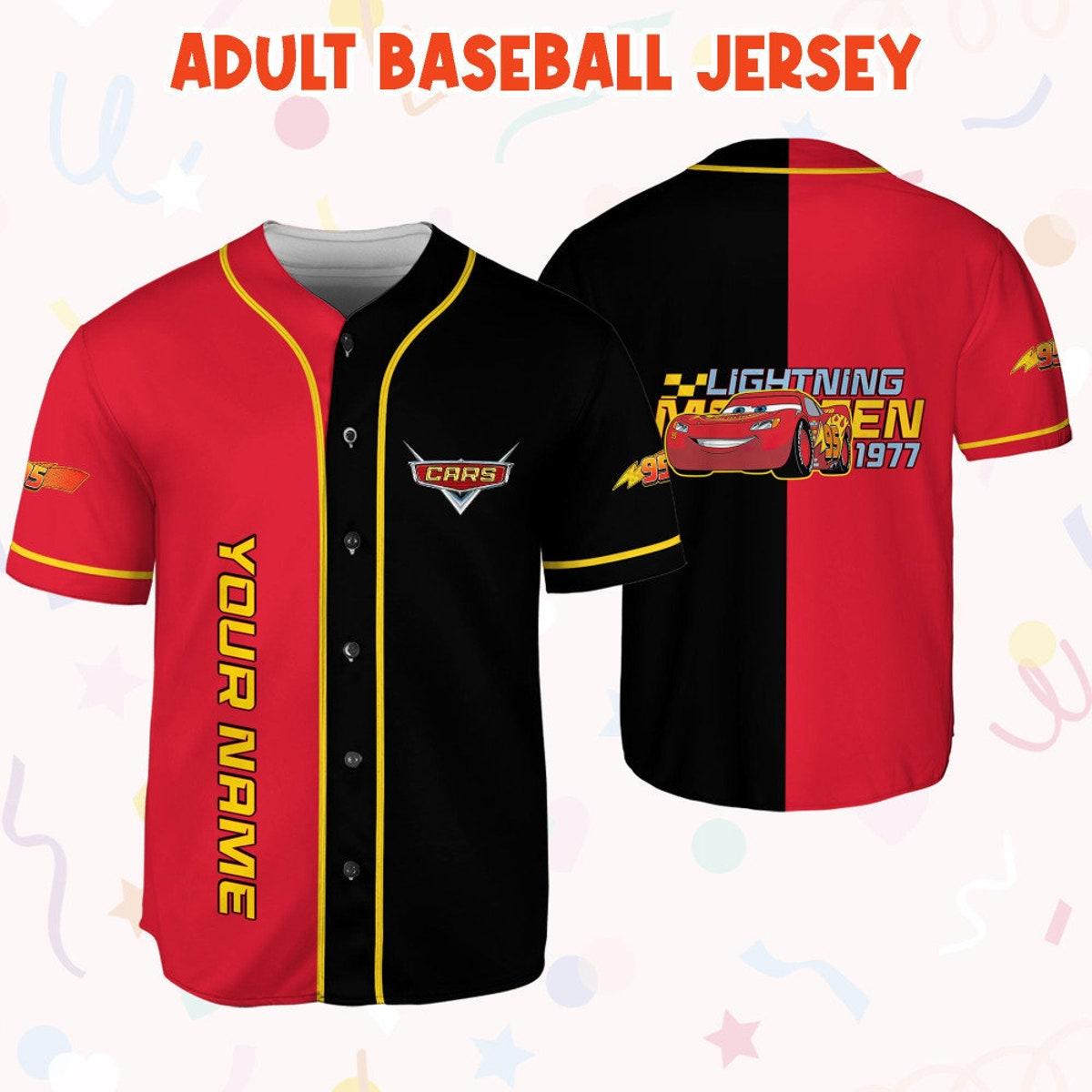 Personalize Cars Lightning Mcqueen 1977 Disney Birthday Baseball Jersey 6