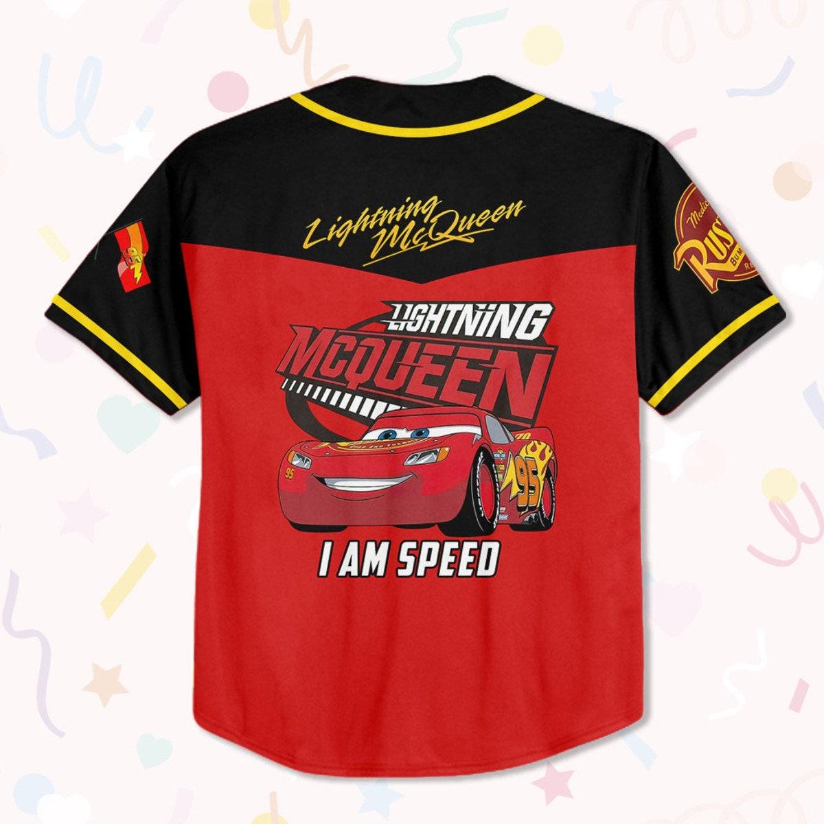 Personalize Cars Lightning Mcqueen I Am Speed Custom Text Baseball Jersey 3