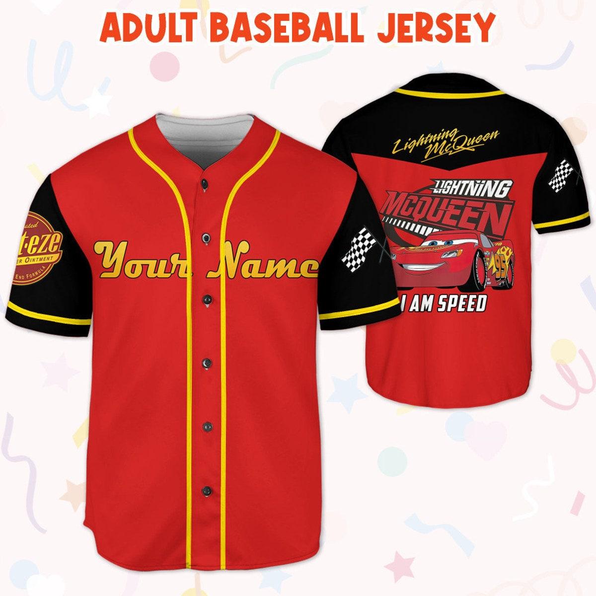 Personalize Cars Lightning Mcqueen I Am Speed Custom Text Baseball Jersey 5