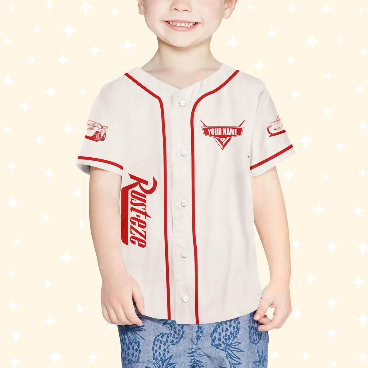 Personalize Cars Retro Lightning Mcqueen Car 1977 Red Baseball Jersey 4