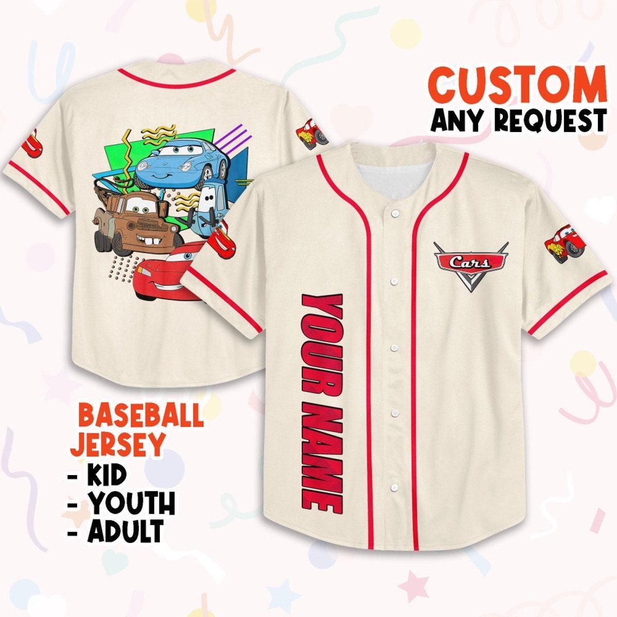 Personalize Cars Retro Style Disney Pixar Cars Baseball Jersey 1